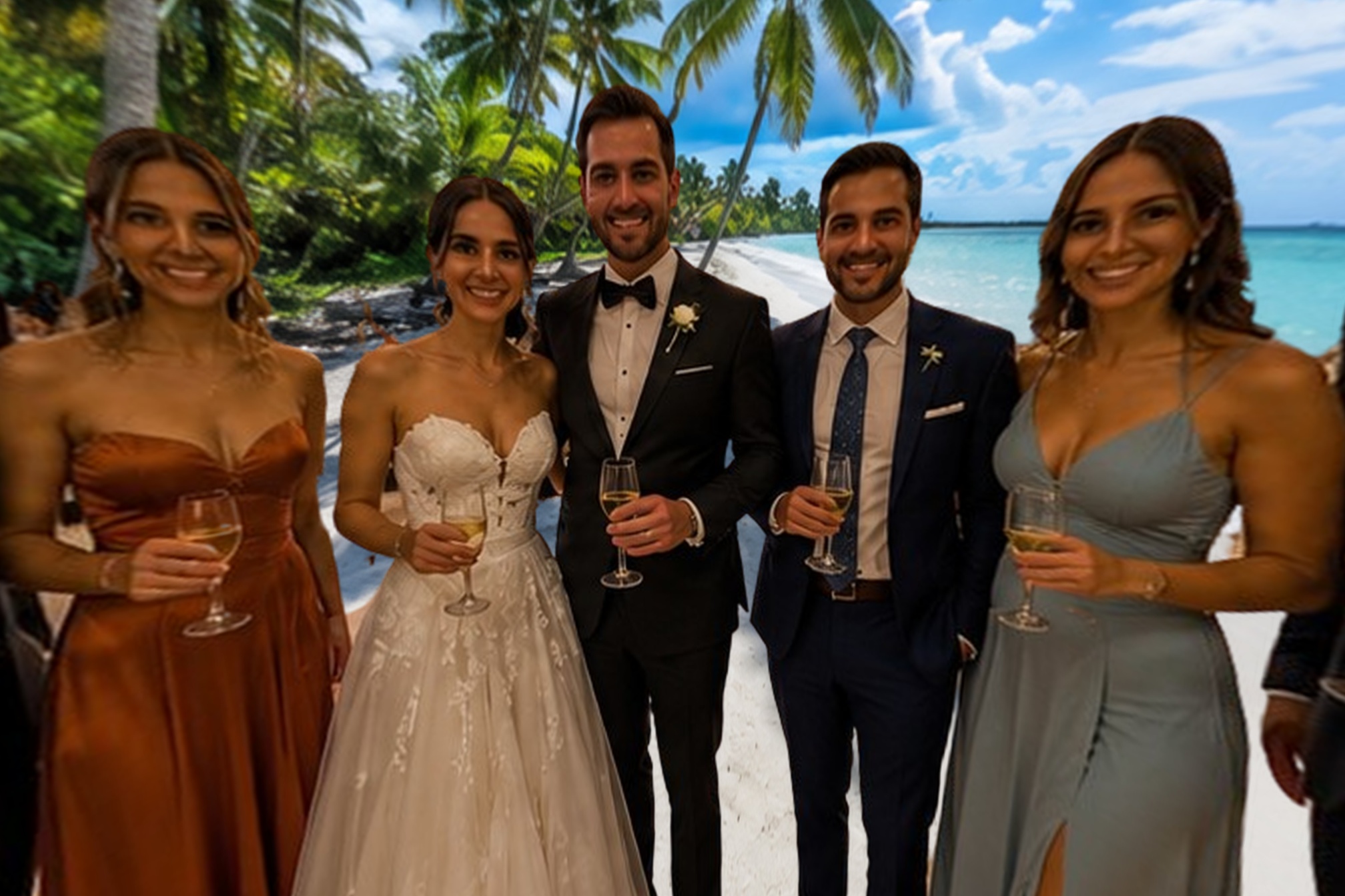 Invitados en una playa del Caribe